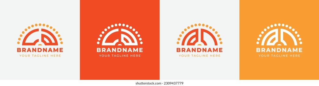 Letter AC and CA Sunrise  Logo Set, suitable for any business with AC or CA initials.