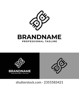 Logotipo de enchufe de CA o CC, adecuado para cualquier negocio relacionado con Plug with AC o DC inicial.