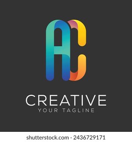 letter ac design gradient colorful logo