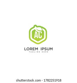 Letter AC eco leaf logo icon design template elements