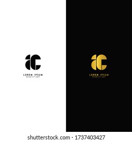 Letter ac ic lowercase logo design template elements. Gold letter isolated on black background. Black letter isolated on white background. Suitable for business, consulting group company.