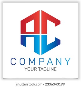 letter AC initial hexagon logo icon premium elegant template vector eps 10