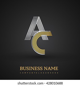 Letter AC linked logo design. Elegant silver and golden colored symbol for your business name and corporate identity.