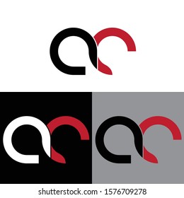 Letter ac linked lowercase logo design template elements. Red letter Isolated on black white grey background. Suitable for business, consulting group company