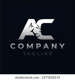 Letter AC Lion Head Initial Logo Design