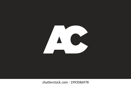 letter AC minimalist vector logo design, abstract initials monogram for company and business in white color with black background. 