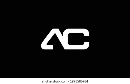 Buchstaben AC minimalistisches Vektorlogo-Design, abstrakte Initialen Monogramm für Unternehmen und Unternehmen in weißer Farbe mit schwarzem Hintergrund. 