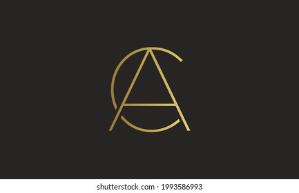 letter AC minimalist vector logo design, abstract initials monogram for company and business in gold color with black background. 
