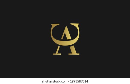 letter AC minimalist vector logo design, abstract initials monogram for company and business in gold color with black background. 