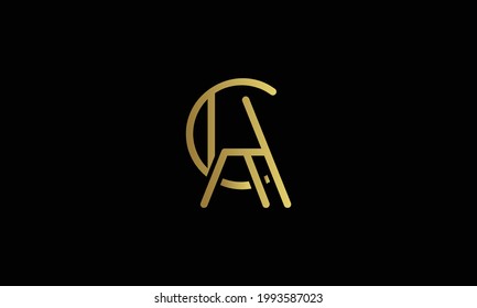 letra AC diseño de logotipo vectorial minimalista, monograma abstracto para empresa y negocio en color dorado con fondo negro. 