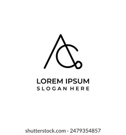 Letter ac monogram logo, letter a logo combined with letter c in line art style