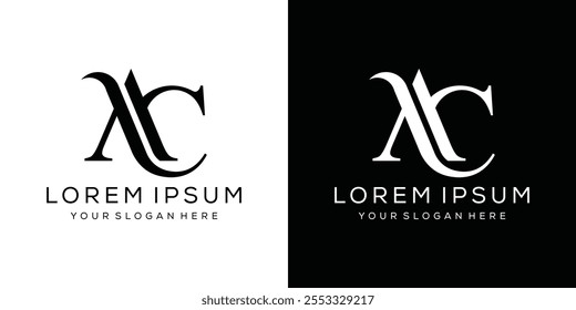 letter AC serif font logo design template vector icon