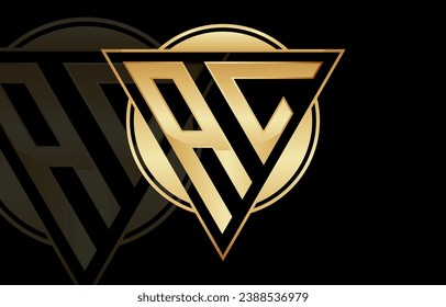 Diseño del logotipo del triángulo de la letra AC