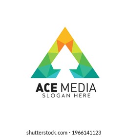 Letter A Ace Triangle logo design with modern concept. Icon letterA  vector illustration
