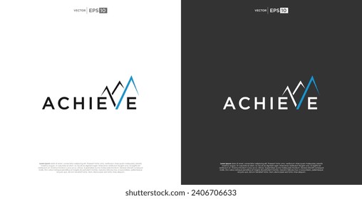 letter ACHIEVE wordmark logo typography. A distinguished wordmark logo that forms a crest, symbolizing achievements and accomplishments with a touch of sophistication.
