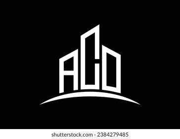 Letter ACO building vector monogram logo design template. Building Shape ACO logo.