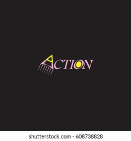 letter Action with Arrow motion up design logo vector. dark background