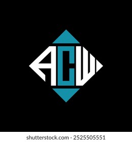 letter ACW square logo design vector illustration template. ACW rectangle diamond logo design.
