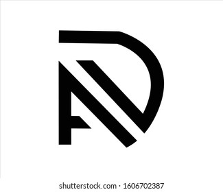 letter AD black logo vector