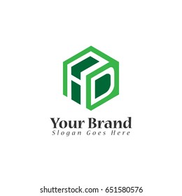 Letter AD box design logo