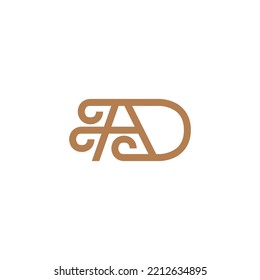 Letter AD Curl Logo Identity. Simple  initial DA Monogram Logo for Natural Logo Identity