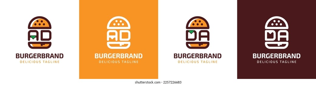Letra AD y logotipo de cargador DA, adecuado para cualquier negocio relacionado con hamburguesa con iniciales AD o DA.