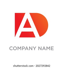 Letter AD or DA logo design template with white background