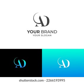 Letter AD, DA Logo Design with Creative Modern Trendy Typography. AD, DA letter logo.