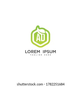 Letter AD eco leaf logo icon design template elements