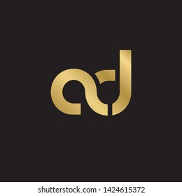 Letter ad linked lowercase logo design template elements. Gold letter Isolated on black  background. Suitable for business, consulting group company.