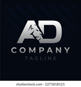 Letter AD Lion Head Initial Logo Design