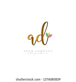 Letter AD Logo. Initial Letter Design Vector Luxury Colors