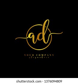 Letter AD Logo. Initial Letter Design Vector Luxury Colors