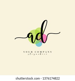 Letter AD Logo. Initial Letter Design Vector Luxury Colors