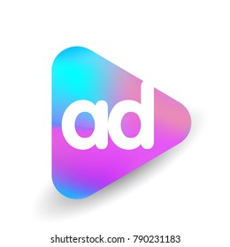 Letter AD logo in triangle shape and colorful background, letter combination logo design for business and company identity.
