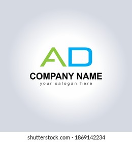 Letter AD Logo Vector Design Illustration for your Business Identity template. Creative Company Name with slogan brand logo. Unique Letter AD Logo Icon for monogram . Beautiful Company Logo Idea.