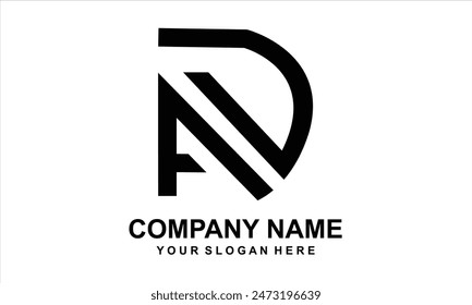 letter AD outline logo vector