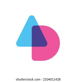 Letter AD overlapping color logo template