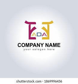 Ilustración de diseño de vectores con el logotipo de la carta ADA para su plantilla de identidad empresarial. Nombre de la empresa creativa con el logo de la marca de eslogan. Icono de logotipo de la carta única ADA para el monograma. Hermosa idea del logotipo de la compañía.