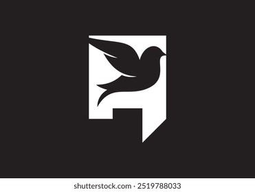 letter A and added by birds logo design for your business