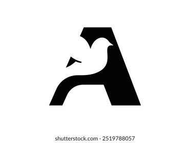 letter A and added by birds logo design for your business
