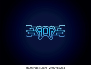 Letter ADG Modern Technology Vektor Monogram Dental Care Form Logo