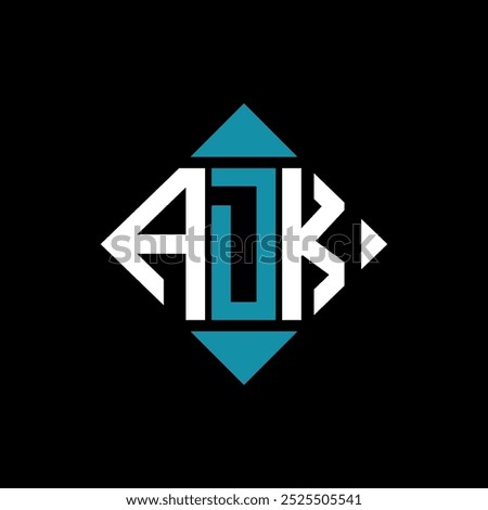 letter ADK square logo design vector illustration template. ADK rectangle diamond logo design.

