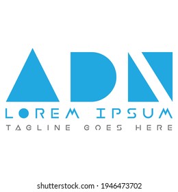 Letter ADN NAD A D N Logo Symbol Vektorvorlage für Ihr Unternehmen. Ursprüngliches Logo-Design, geometrisches Logo. Kreatives modernes Monogramm-Alphabet. Firmenlogo-Idee mit Tagline-Platz.