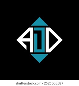 letter ADO square logo design vector illustration template. ADO rectangle diamond logo design.

