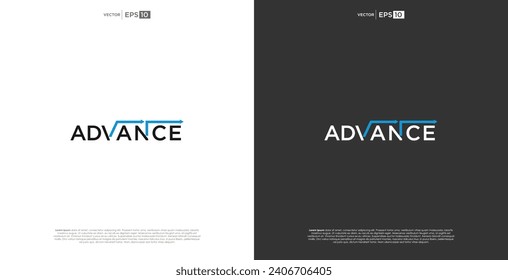 letter ADVANCE vector wordmark logo typography.A logo reflecting progress and forward-thinking, with a sleek and modern design that signifies continuous advancement.