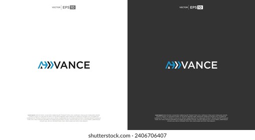 letter ADVANCE vector wordmark logo typography.A logo reflecting progress and forward-thinking, with a sleek and modern design that signifies continuous advancement.