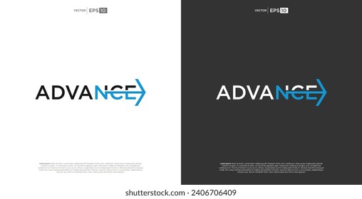 letter ADVANCE vector wordmark logo typography.A logo reflecting progress and forward-thinking, with a sleek and modern design that signifies continuous advancement.