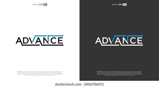 letter ADVANCE vector wordmark logo typography.A logo reflecting progress and forward-thinking, with a sleek and modern design that signifies continuous advancement.