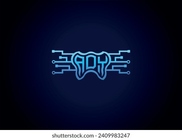Letter ADY Modern Technology Vector Monogram Dental care shape Logo